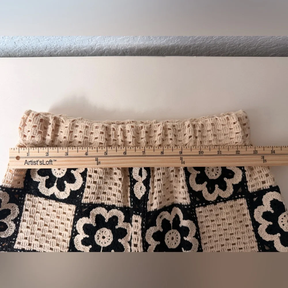 ‼️SOLD‼️Sandro Flower Motif Crochet Knit Trousers | Cotton Blend Straight Leg - Picture 4 of 6